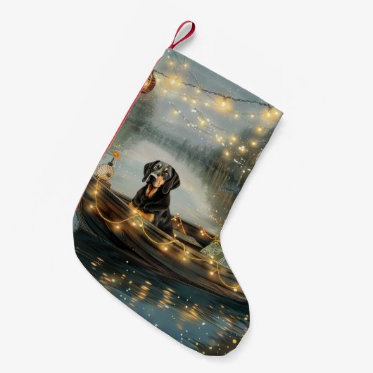 Bluetick Coonhound Kerstmis feestelijke reis Kleine Kerstsok (Voorkant (Hangend))