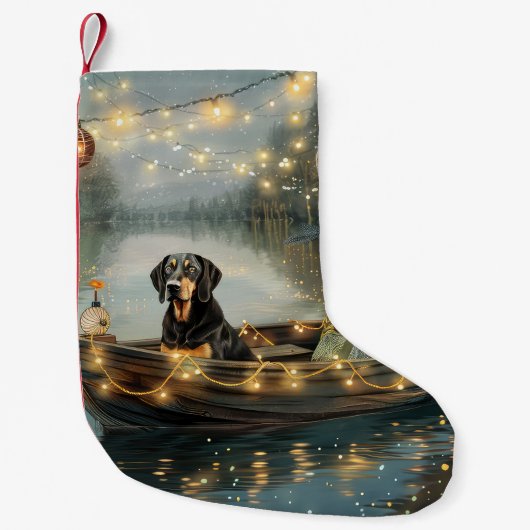 Bluetick Coonhound Kerstmis feestelijke reis Kleine Kerstsok (Voorkant)