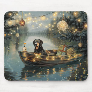 Bluetick Coonhound Kerstmis feestelijke reis Muismat