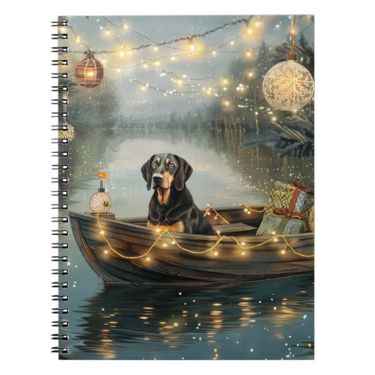 Bluetick Coonhound Kerstmis feestelijke reis Notitieboek (Voorkant)