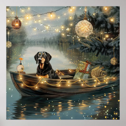 Bluetick Coonhound Kerstmis feestelijke reis Poster (Voorkant)