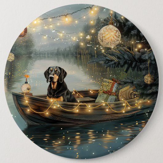 Bluetick Coonhound Kerstmis feestelijke reis Ronde Button 6,0 Cm (Voorkant)