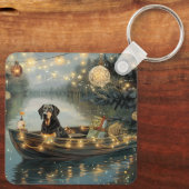 Bluetick Coonhound Kerstmis feestelijke reis Sleutelhanger (Achterkant)