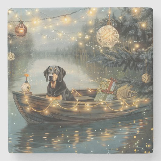Bluetick Coonhound Kerstmis feestelijke reis Stenen Onderzetter (Voorkant)