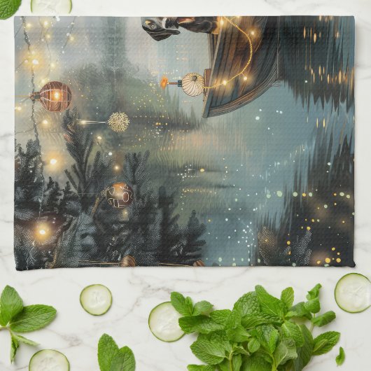 Bluetick Coonhound Kerstmis feestelijke reis Theedoek (Gevouwen)