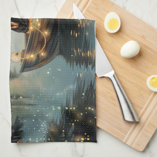 Bluetick Coonhound Kerstmis feestelijke reis Theedoek (Quarter Fold)