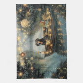 Bluetick Coonhound Kerstmis feestelijke reis Theedoek (Verticaal)