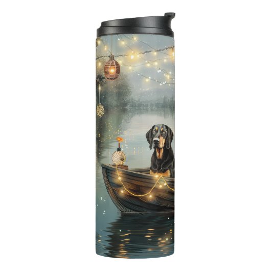 Bluetick Coonhound Kerstmis feestelijke reis Thermosbeker (Gedraaid links)