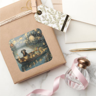 Bluetick Coonhound Kerstmis feestelijke reis Vierkante Sticker