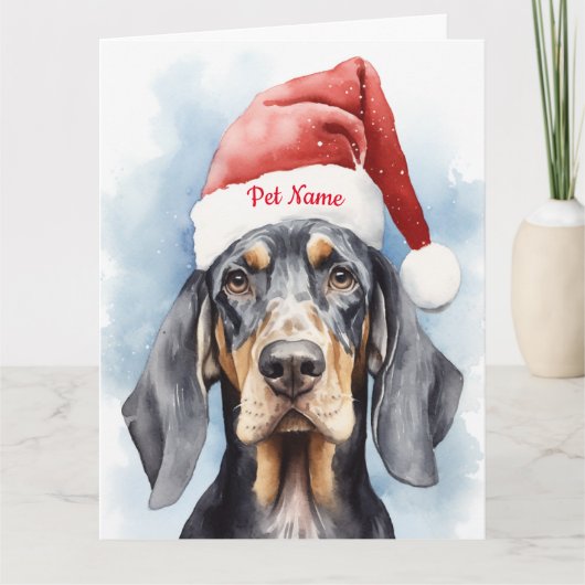 Bluetick Coonhound Kerstmis gepersonaliseerd Kaart (Voorkant)