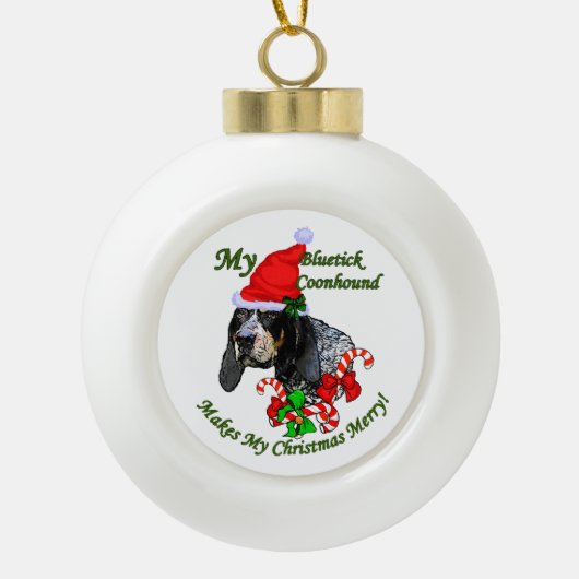 Bluetick Coonhound Kerstmis Keramische Bal Ornament (Voorkant)