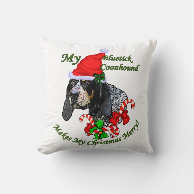 Bluetick Coonhound Kerstmis Kussen (Voorkant)