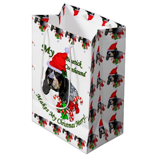 Bluetick Coonhound Kerstmis Medium Cadeauzakje (Voorkant Gekanteld)