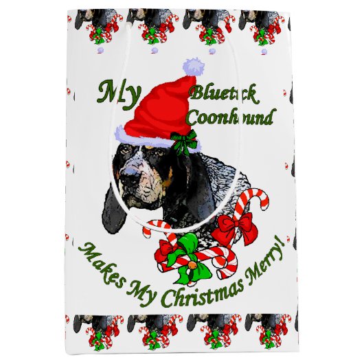 Bluetick Coonhound Kerstmis Medium Cadeauzakje (Voorkant)