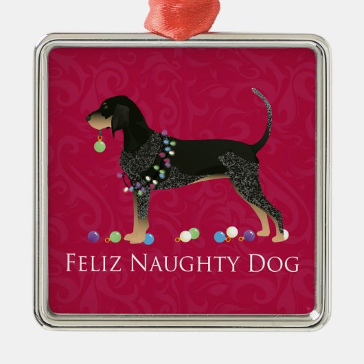 Bluetick Coonhound Kerstmis Metalen Ornament (Voorkant)