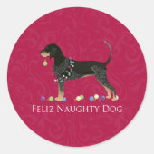 Bluetick Coonhound Kerstmis Ronde Sticker (Voorkant)