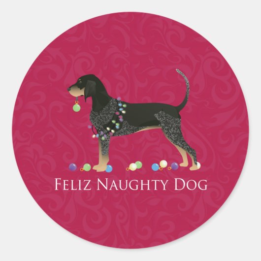 Bluetick Coonhound Kerstmis Ronde Sticker (Voorkant)