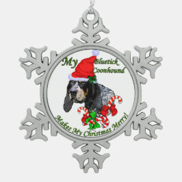 Bluetick Coonhound Kerstmis Tin Sneeuwvlok Ornament