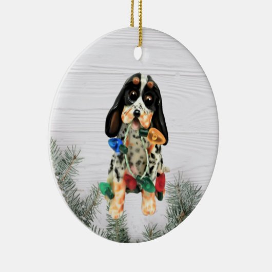 Bluetick Coonhound-kerstversiering Keramisch Ornament (Rechts)