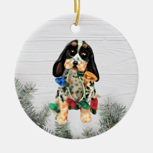 Bluetick Coonhound-kerstversiering Keramisch Ornament (Voorkant)