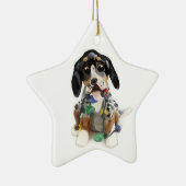 Bluetick Coonhound-kerstversiering Keramisch Ornament (Rechts)