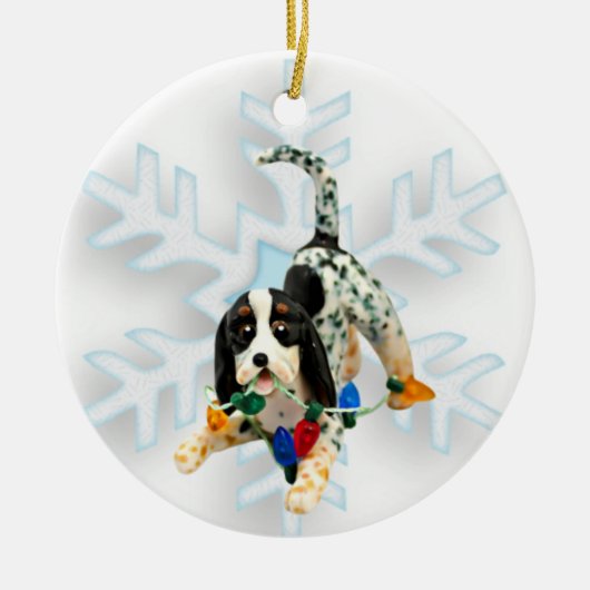 Bluetick Coonhound-kerstversiering Keramisch Ornament (Voorkant)