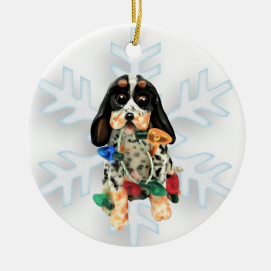 Bluetick Coonhound-kerstversiering Keramisch Ornament (Voorkant)