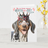 Bluetick Coonhound Koningin voor Dag Grappige Verj Kaart (Gele Bloem)