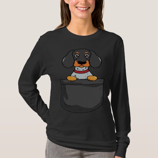 Bluetick Coonhound Mama Dad Dog in Bag T-shirt (Voorkant)
