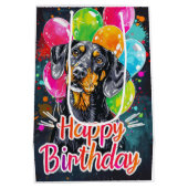 Bluetick Coonhound met ballonnen Medium Cadeauzakje (Achterkant)