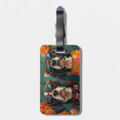 Bluetick Coonhound met hart Roos Valentijnsdag Bagagelabel (Achterkant verticaal)