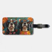 Bluetick Coonhound met hart Roos Valentijnsdag Bagagelabel (Achterkant horizontaal)