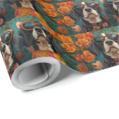Bluetick Coonhound met Hart Roos Valentijnsdag Cadeaupapier (Rol Hoek)