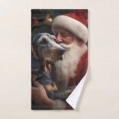 Bluetick Coonhound met Kerstman Kerstmis Bad Handdoek (Handdoek)