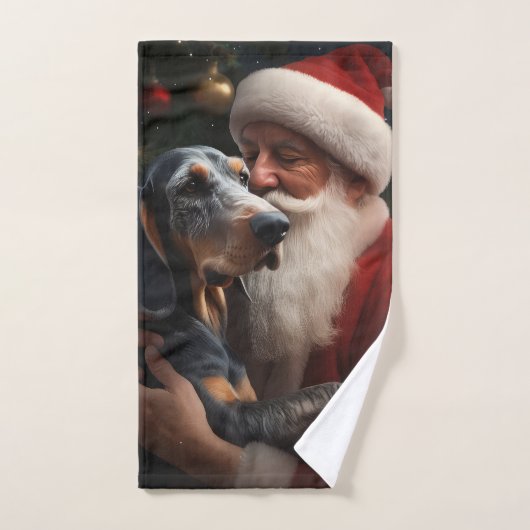 Bluetick Coonhound met Kerstman Kerstmis Bad Handdoek (Handdoek)