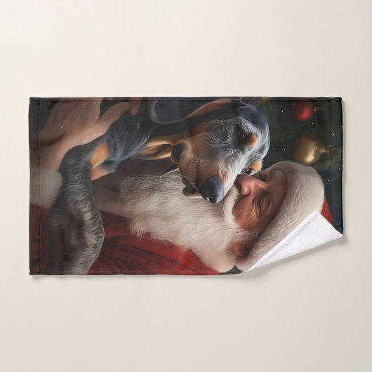 Bluetick Coonhound met Kerstman Kerstmis Bad Handdoek (Handdoek)