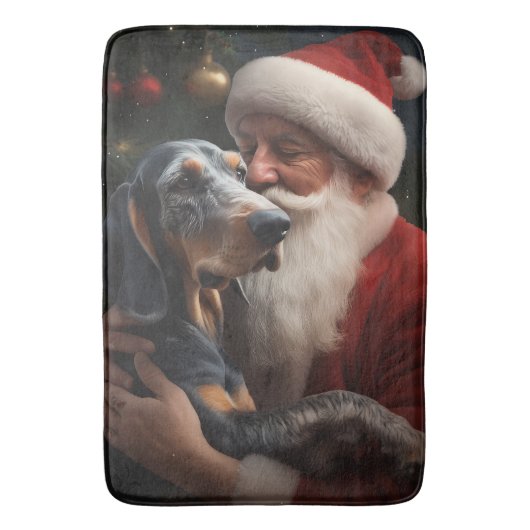 Bluetick Coonhound met Kerstman Kerstmis Badmat (Voorkant Verticaal)