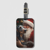 Bluetick Coonhound met Kerstman Kerstmis Bagagelabel (Voorkant (verticaal))