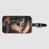 Bluetick Coonhound met Kerstman Kerstmis Bagagelabel (Voorkant (horizontaal))