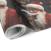 Bluetick Coonhound met Kerstman Kerstmis Cadeaupapier (Rol Hoek)