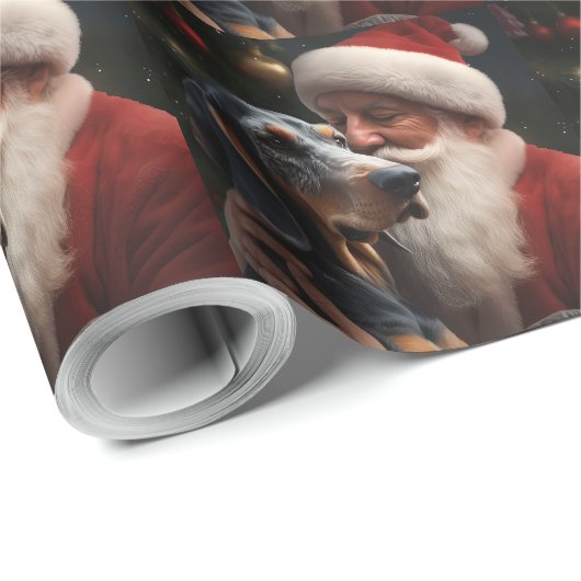 Bluetick Coonhound met Kerstman Kerstmis Cadeaupapier (Rol Hoek)