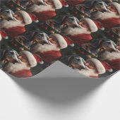 Bluetick Coonhound met Kerstman Kerstmis Cadeaupapier (Hoek)