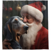 Bluetick Coonhound met Kerstman Kerstmis Douchegordijn (Voorkant)
