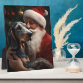 Bluetick Coonhound met Kerstman Kerstmis Fotoplaat (Zijkant)