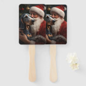 Bluetick Coonhound met Kerstman Kerstmis Handwaaier (Voorkant en achterkant)