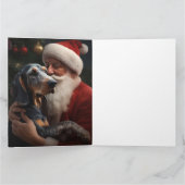 Bluetick Coonhound met Kerstman Kerstmis Kaart (Binnen)