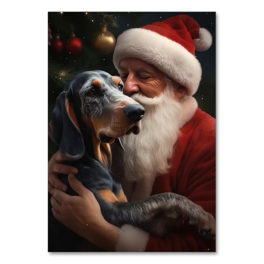 Bluetick Coonhound met Kerstman Kerstmis Kaart (Achterkant)