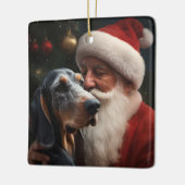 Bluetick Coonhound met Kerstman Kerstmis Keramisch Ornament (Links)