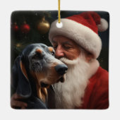 Bluetick Coonhound met Kerstman Kerstmis Keramisch Ornament (Achterkant)