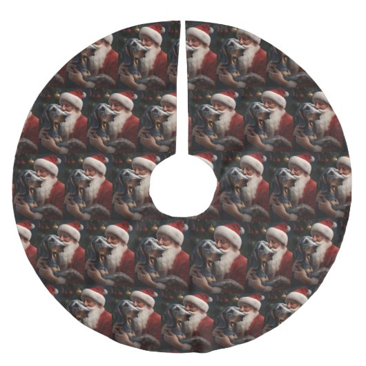 Bluetick Coonhound met Kerstman Kerstmis Kerstboom Rok (Voorkant)